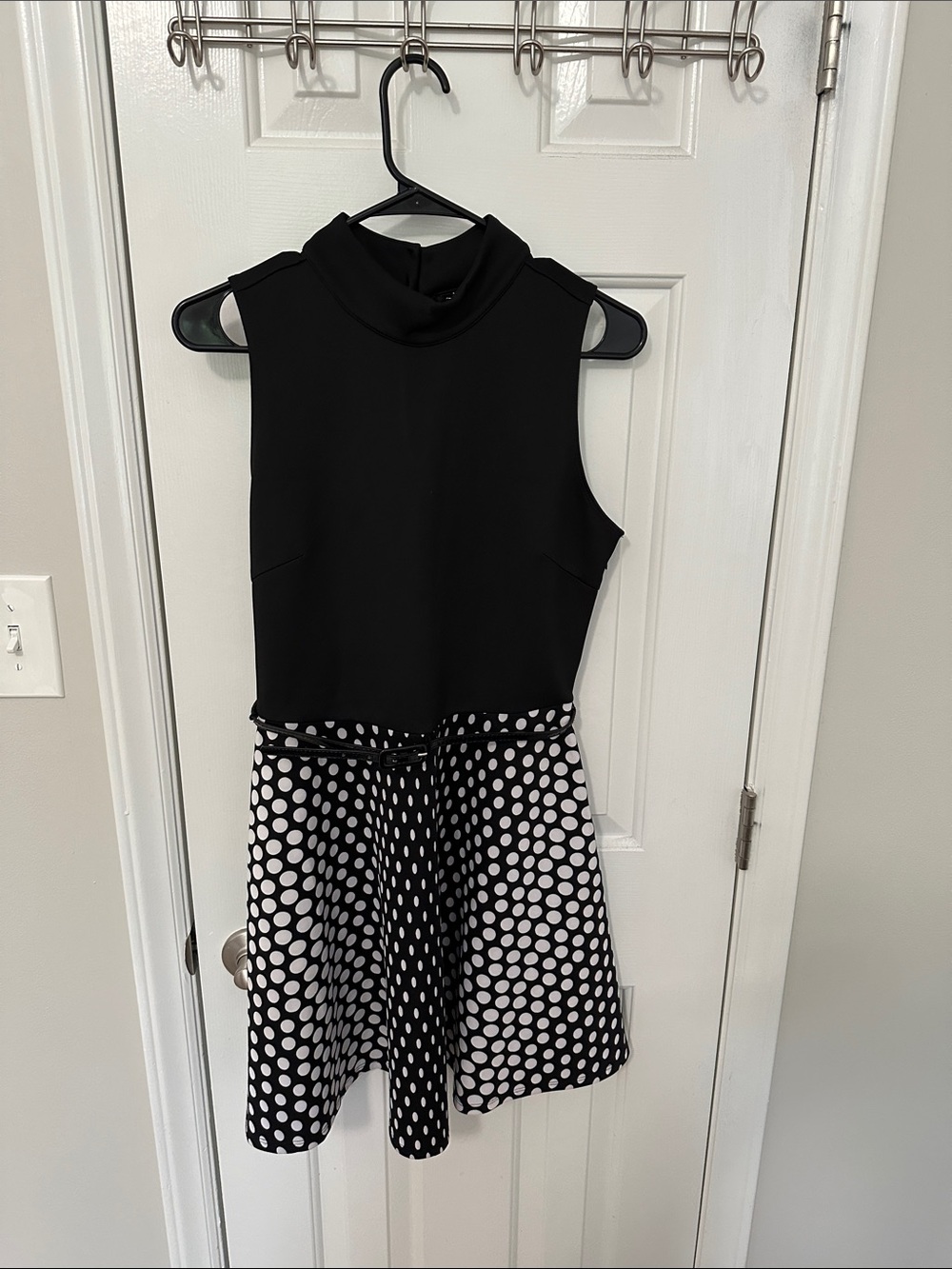 Almost Famous Black & White Polka Dot Sleeveless Fit-and-Flare Dress